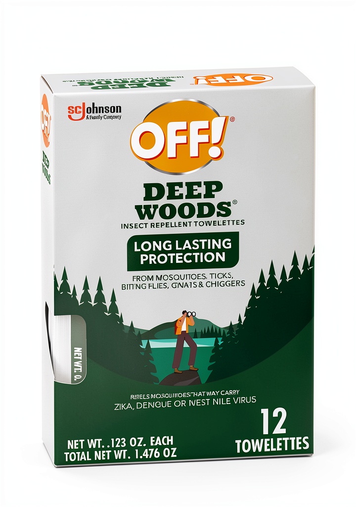 SC Johnson insect repellent wipes package showing individual towelettes