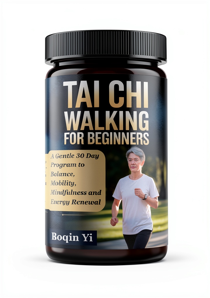 Tai Chi Walking Exercise Book English Kindle Edition displayed on a Kindle Paperwhite during a park walk