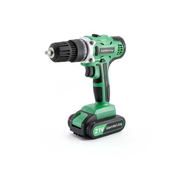 GardenJoy 21V Drill Green Basic 1 1500mAh 280 in‑lb Torque-1