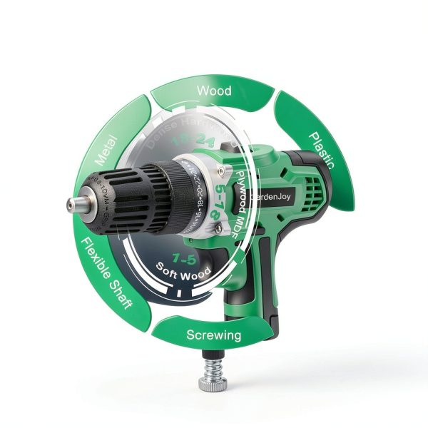 GardenJoy 21V Drill Green Basic 1 1500mAh 280 in‑lb Torque-3