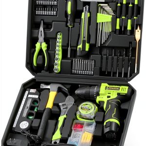 POWKITS 12V Cordless Drill Set Green Metal Portable Power Tool-0