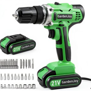 GardenJoy 21V Drill Green Basic 1 1500mAh 280 in‑lb Torque-0