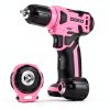 DEKOPRO 8V Cordless Drill with 42‑Piece Kit, LED Light, Pink-1