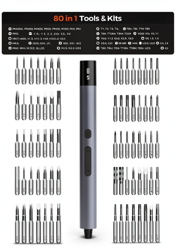 Electric Screwdriver Set 80-in-1 Mini Precision by Soleilwear Grey Y1-4