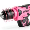 DEKOPRO 8V Cordless Drill with 42‑Piece Kit, LED Light, Pink-4