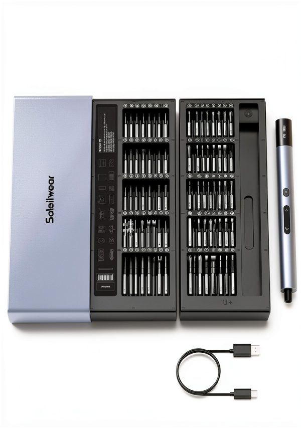 Electric Screwdriver Set 80-in-1 Mini Precision by Soleilwear Grey Y1-7