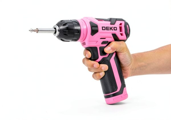 DEKOPRO 8V Cordless Drill with 42‑Piece Kit, LED Light, Pink-2